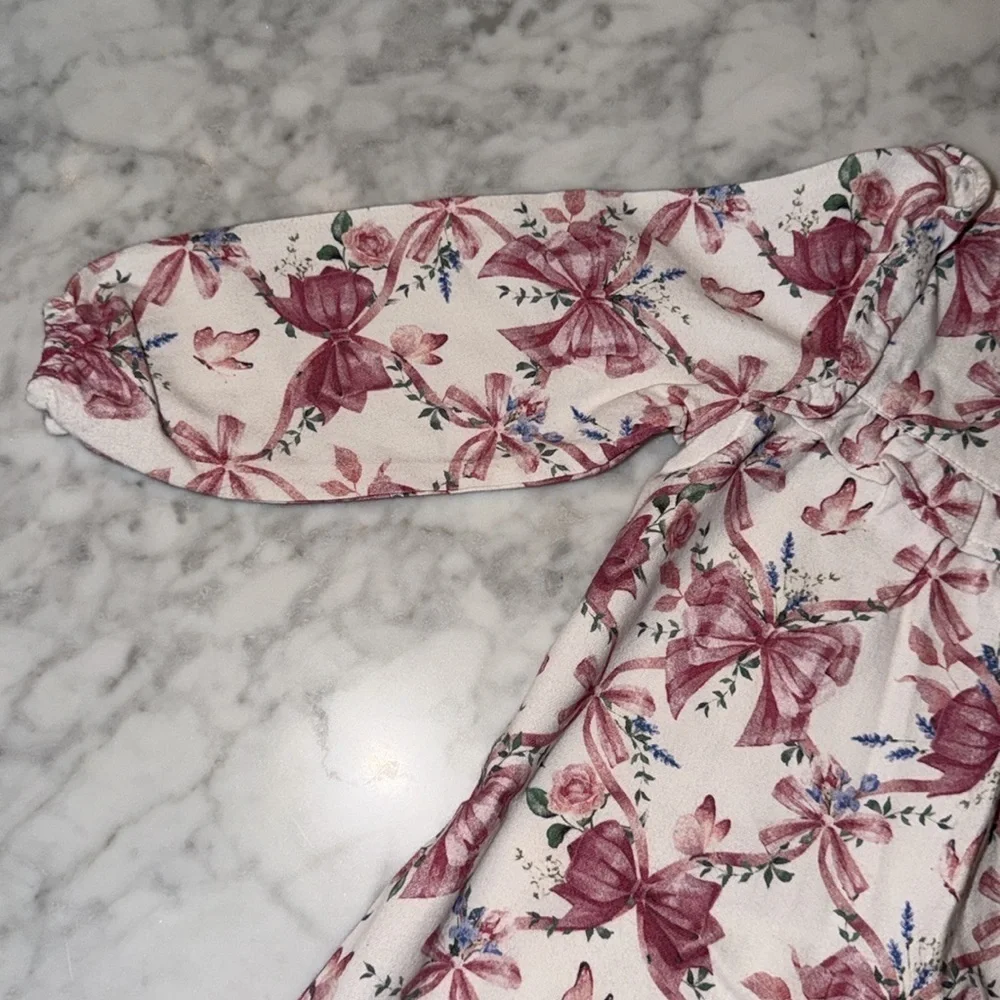 Posh Peanut Floral Pink Long Sleeve PJ Dress 2T